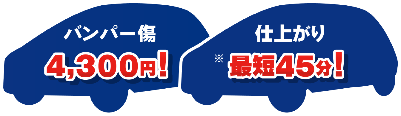 バンパー傷4300円！仕上がり最短45分！