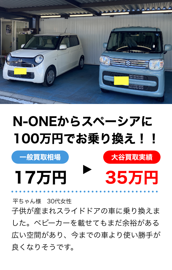 N-ONEからスペーシアに100万円でお乗り換え！