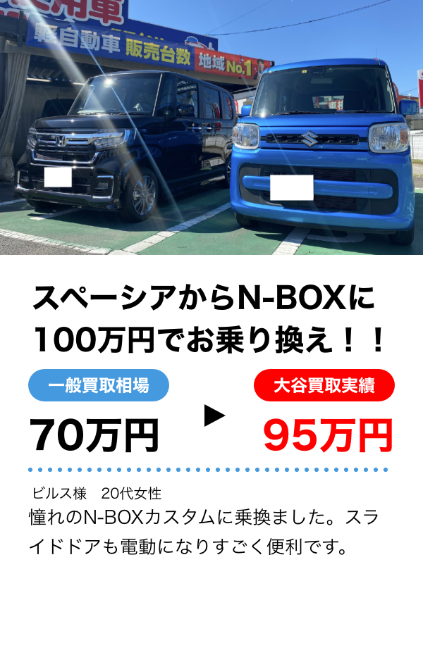 スペーシアからN-BOXに100万円でお乗り換え！